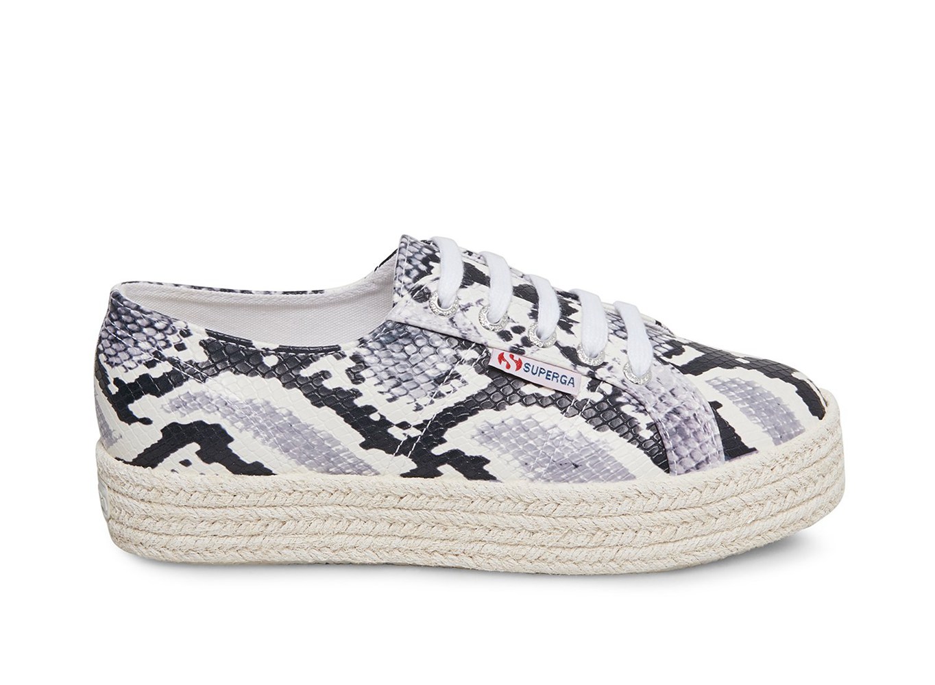 Superga Platform Womens - 2730 Pufanropew - Black/White/Snake - ZMWNC1394